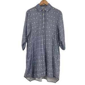 Isabella Sinclair Shirt Dress Womens Size Medium Polka Dot 100%‎ Cotton Chambray